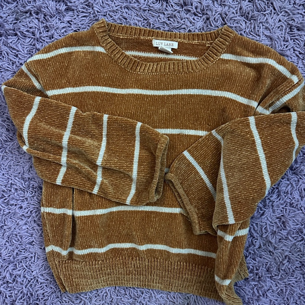 Cozy Yellow-Gold like Striped Chenille Sweater - Luv Lane